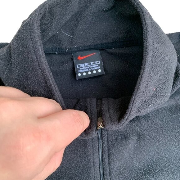 VINTAGE Nike Check Swoosh Mockneck Sweater Jacket Large Black - Picture 6 of 7
